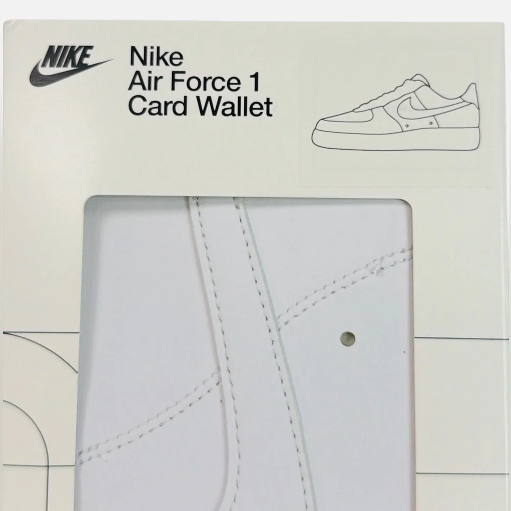 Nike Air Force 1 Unisex Slim Card Wallet White/White Leather Icon Swoosh